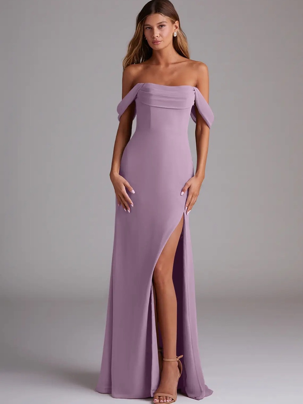 Azazie Saige A-Line Off the Shoulder Convertible Chiffon Dress! 💜